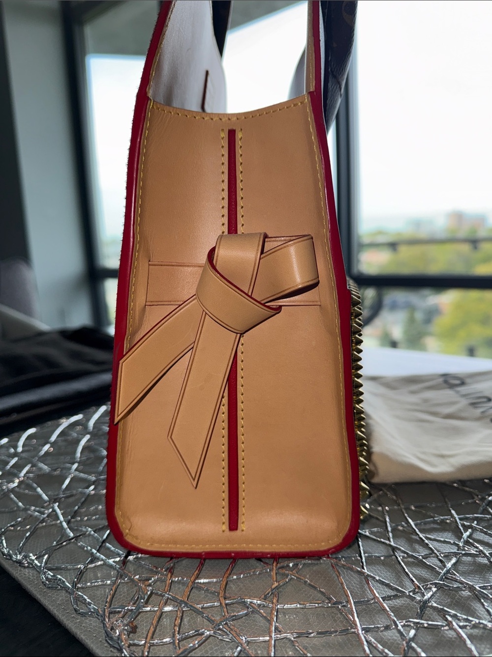 Louis Vuitton Brown Monogram Studded Alma-style Satchel with Red Trim - Picture 9 of 13